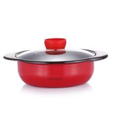 HAMPTONS 雙耳琺瑯淺湯鍋+鍋蓋組 HYF-C-038, 33*27*14cm, 紅色