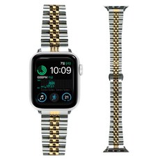 유스픽 애플워치 미들라인 메탈 스트랩, 실버골드