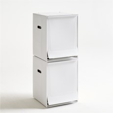 wizhome 韓國製 模組化 家用 回收分類桶 2入, 白色