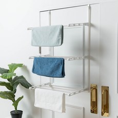 Lifegd100 門掛式三段曬衣架, 白色, 1個