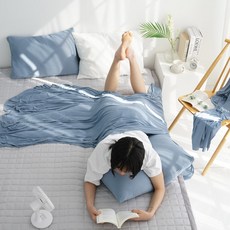 스코홈 아이시원 접촉 냉감 여름 홑이불 + 침대패드 + 베개커버 세트