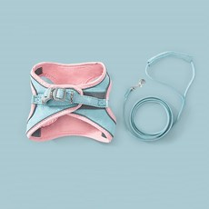 寵物麂皮配色胸背帶套組, 薄荷綠