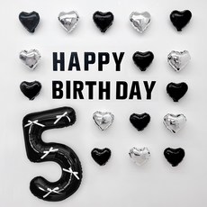 Party Island 愛心照片牆生日派對氣球組, 1套, 黑銀 5