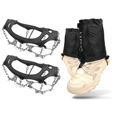 XPEAK 11釘冰爪 + 越野短版綁腿套組, 灰色(冰爪), 黑色(綁腿)