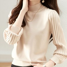 Lalatina 女款 New Aro 高領羅紋長袖針織毛衣