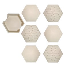 現代六角形矽膠多用途杯墊 6入 + 收納盒組, 象牙白, 1套