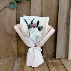 LOVELY FARM Queen Rose 永生花混合花束, 線條白色, 1個