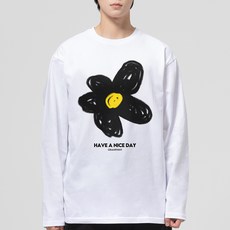 그랜피니 베이직 라운드 데이지 플라워 통기성 긴팔 티셔츠