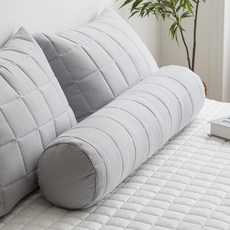 SERAGIO 布丁柔軟水洗長抱枕 圓形絎縫身體枕套 含枕芯, 灰色