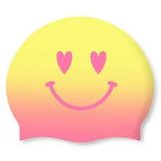 SD7 矽膠愛心微笑泳帽, 漸層粉紅 + 黃色