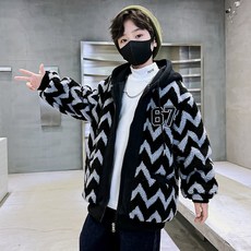 男童波浪紋理毛絨拉鍊外套