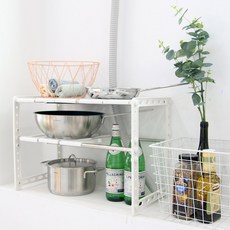 디베르 너비조절 싱크하부 정리선반 2단, 화이트