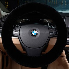 CARMONG 天然羊毛方向盤套, 黑色