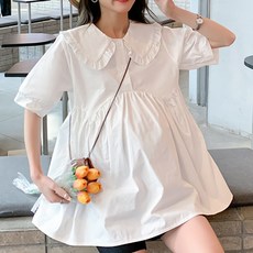 알럽홈 프릴 빅카라 임부 반팔 블라우스