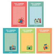 모노라이크 스티키 점착메모지 5종 세트 토이 카메라, Red, Mint, Blue, Green, Orange, 1세트