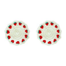 草莓針織草莓杯墊 2入, 紅薄荷