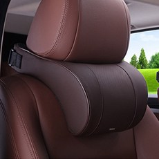 URBAN CAR 汽車高級皮革記憶棉頭枕頸枕, 棕色, 1個