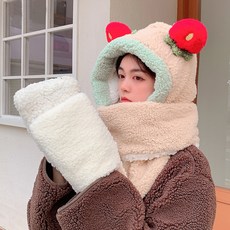 NAYASTYLE 冬季用一體式防寒帽 DJBG-114-4, 米色