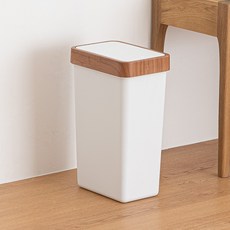 Parisien Woody 一鍵式方形垃圾桶, 白色, 1個