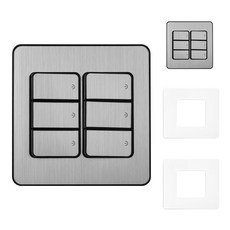 제일전기 디아트플러스 스위치 1로 6구 2개용 메탈실버 + 투명 아크릴커버 BOM727, 2세트