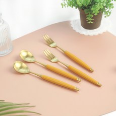 Bogen Le Vian 金茶匙 + 叉子套裝(2 顆芥末), 1組, 2p 茶匙 + 2p 茶叉