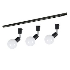 원하 레일 1m + LED 자유봉 3구 볼구 숏타입 전구색 세트, 블랙, 1개