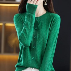 soleil 女款素色亮彩鏤空提花針織開襟衫