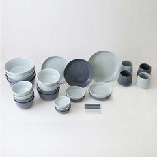 ERATO Mono 4人家用餐具組 39入 T-97A90, 1組, 餐具 31p, 藍色, 灰色