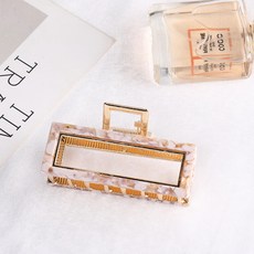 수스다 빅사이즈 사각 마블링 레오파드 메탈 프레임 반 올림머리 집게핀 186