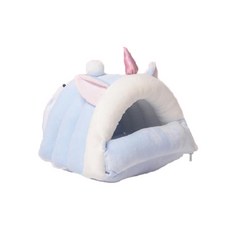 KEYMING 倉鼠 刺蝟 冬季保暖小屋 中型, 1個, 藍色獨角獸