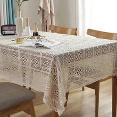 파라주니 빈티지 감성 뜨개 레이스 홈카페 테이블 커버 HJ1410, 정렬사각, 1개, 100 x 140 cm