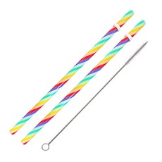 STARBUCKS 星巴克 彩虹環保吸管 2入+洗滌刷組, 1組