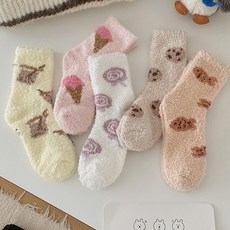 WODEMI 女性用保暖無壓迫不掉毛居家服孕婦睡眠襪5雙組 M1079, 1套