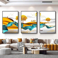 Kkokkong E Mall 客廳沙發 背景 臥室 餐廳 室內裝飾 畫框 3件組 S款 1.5m, 黑色