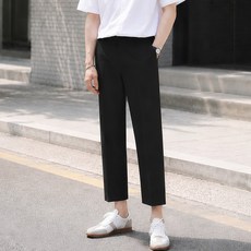 남성용 리얼핏 여름 8부 쿨 슬랙스