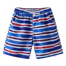 ATEAM 男士藍白條紋海灘泳褲, 混合色