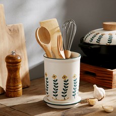 Hyujeon 日式感性花朵陶瓷瀝水餐具筒 SZT0022