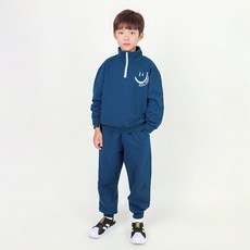 BI Junior 男童半拉鍊大微笑圖案上衣褲子套裝