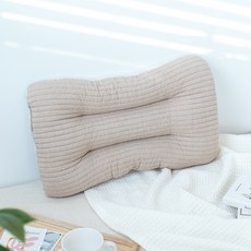 Malolotte 低款頸椎枕 100支紗 可水洗 兒童通用 成人女性枕頭, 米色, 1個