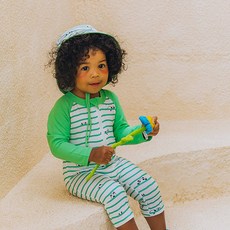 똘무룩 아동용 시무룩 팬더 래쉬가드 + 아쿠아 썬블럭햇 세트