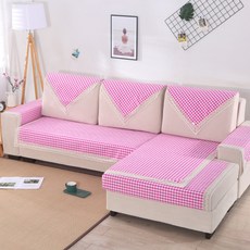 알럽홈 체크레이스 쇼파커버, 퍼플, 1개