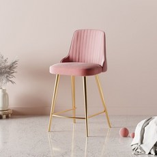 가구느낌 시엘 벨벳 골드바 체어, 핑크, 2개