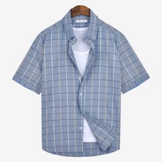 GUYSTORY 男款大尺碼格紋短袖襯衫