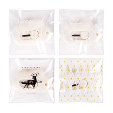 indi.k 自黏式冬季塑膠袋 7 x 7 cm 4款 x 100入組, 1套, 特別陪伴, 白雪, 好運, 斜紋黃
