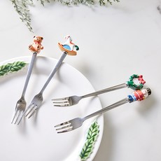 Modern House 冬季嘉年華 樹脂茶叉 4件組, 混合顏色, 1套