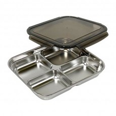 不鏽鋼身材管理4格餐盤+蓋子+沙拉2格餐盤組, 單色