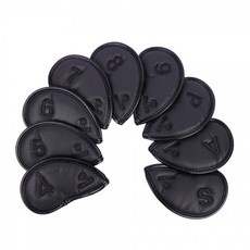 뉴즐 더블사이드 넘버 아이언 커버 9종 세트, 올블랙 + 블랙(자수)