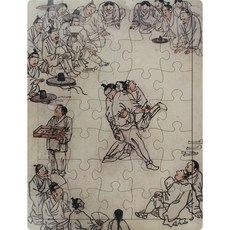 Puzzle Gallery 民畫 預防失智 孝親拼圖 摔跤圖 金弘道 M, 1個, 35件