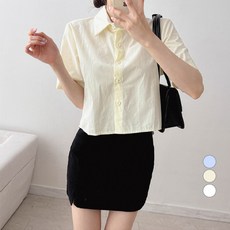 밀키버터 여성용 뒷트임 반팔 셔츠