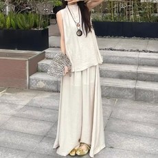 Moirbella 大尺碼透氣夏季無袖兩件式套裝 O263-0098
